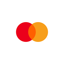 Mastercard logo with two intersecting circles, one red and one yellow, on a white background.