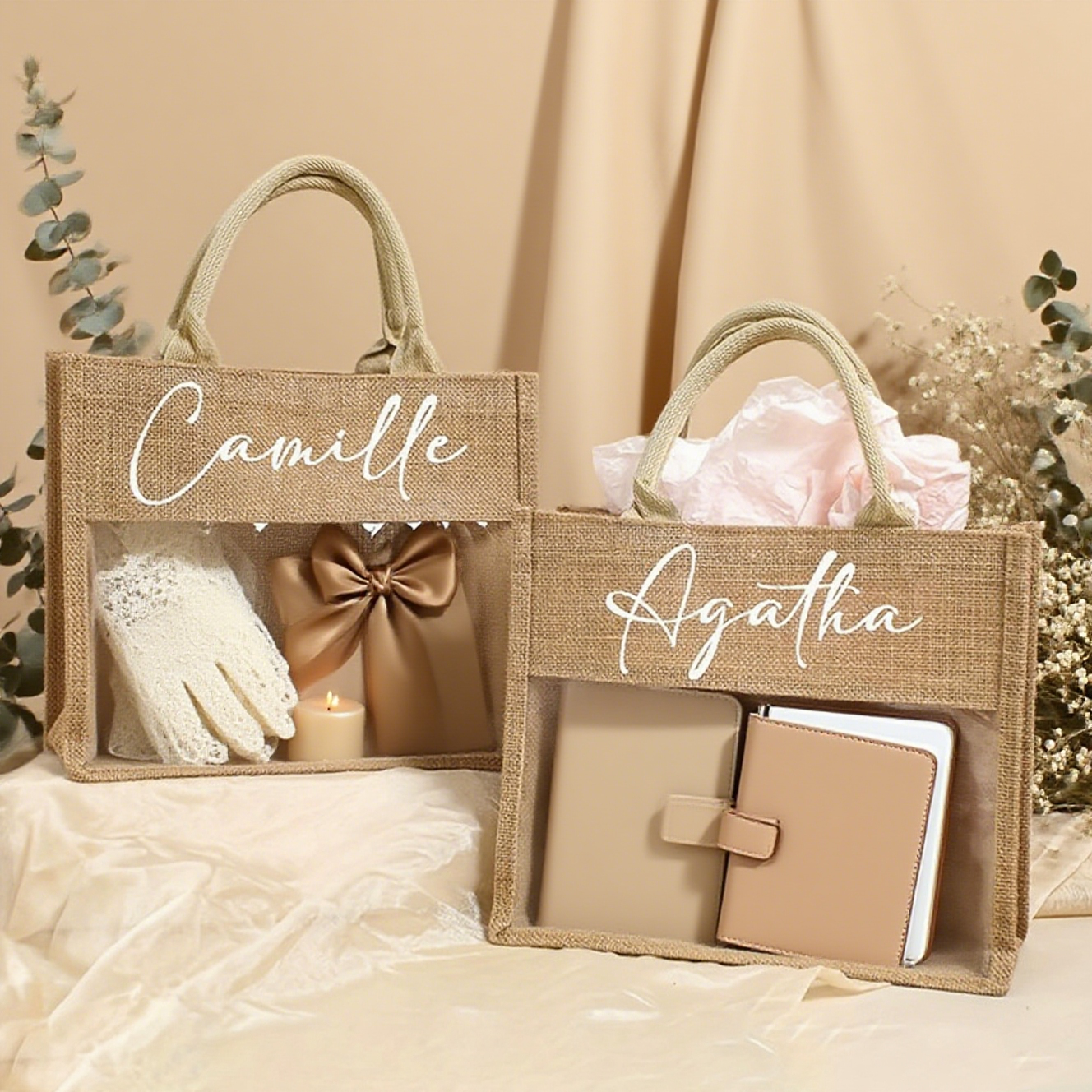 Burlap Tote Bag - Semi-Transparent Style