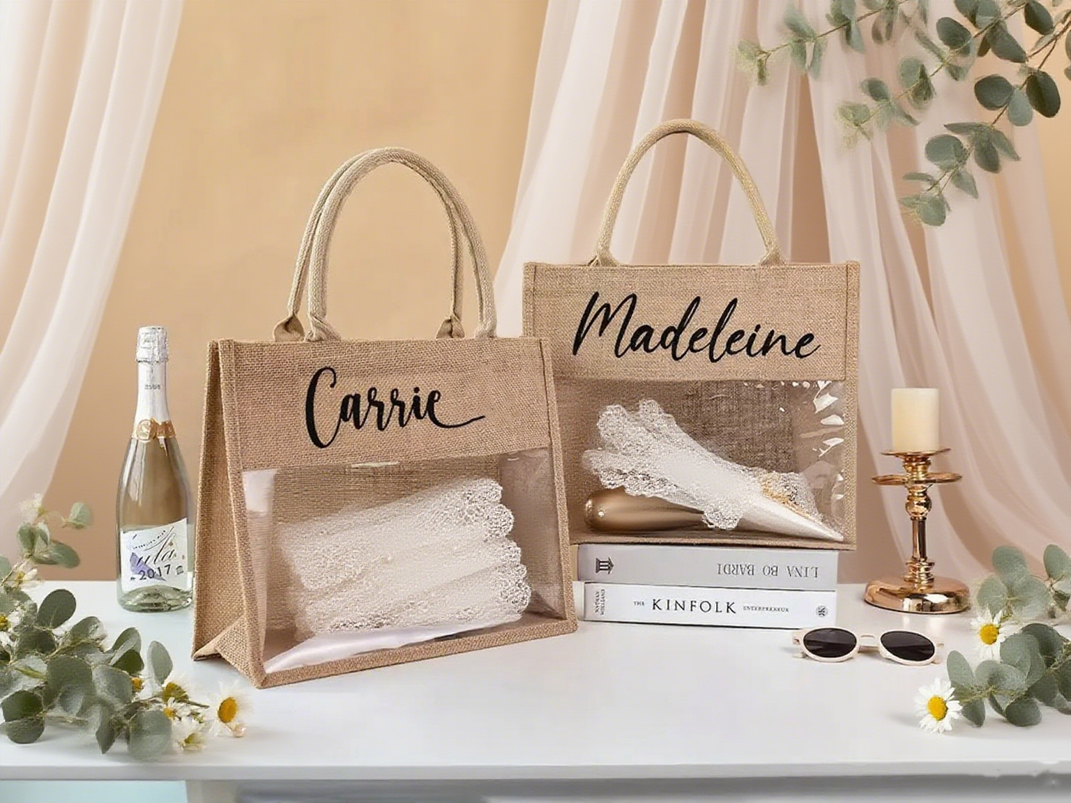 Burlap Tote Bag - Semi-Transparent Style