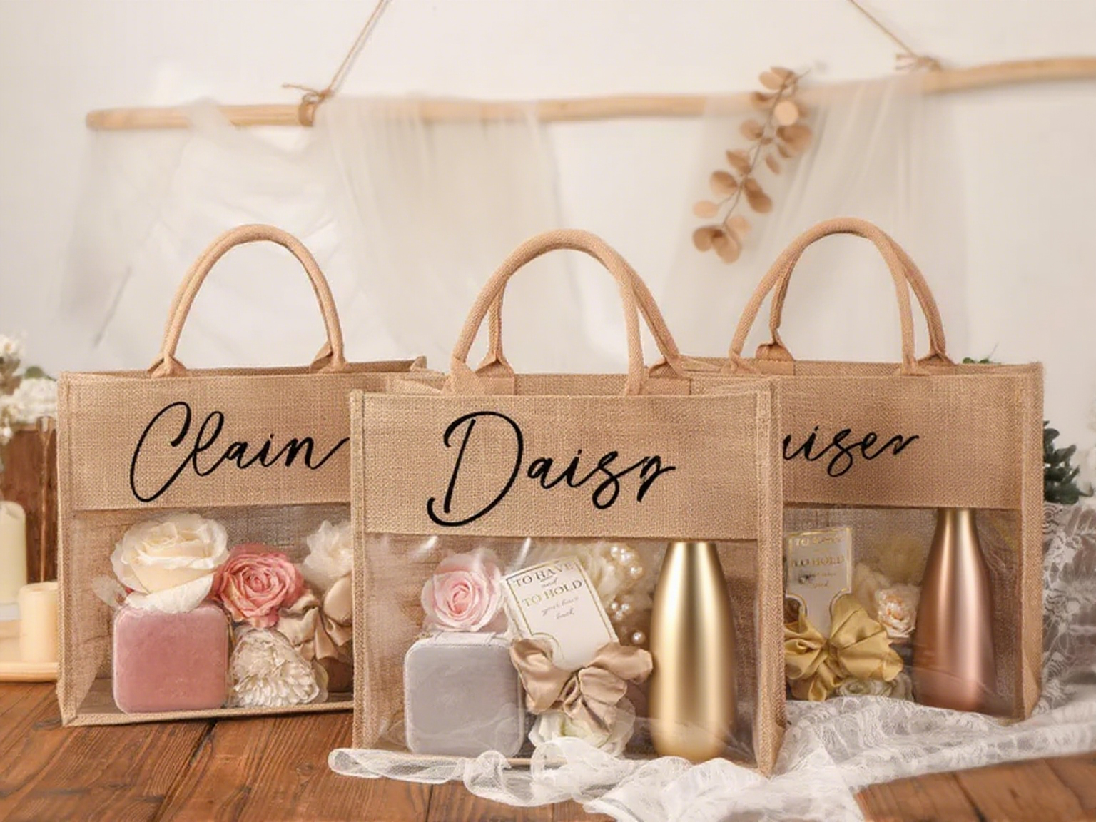 Burlap Tote Bag - Semi-Transparent Style