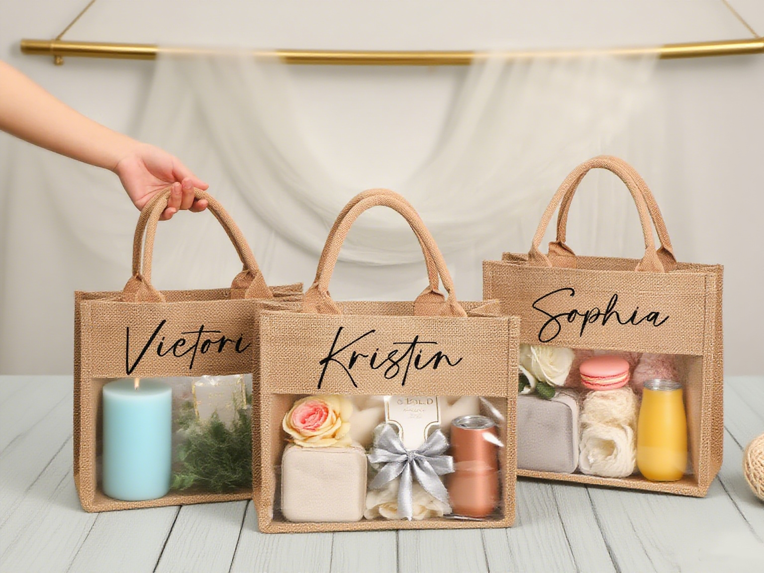 Burlap Tote Bag - Semi-Transparent Style