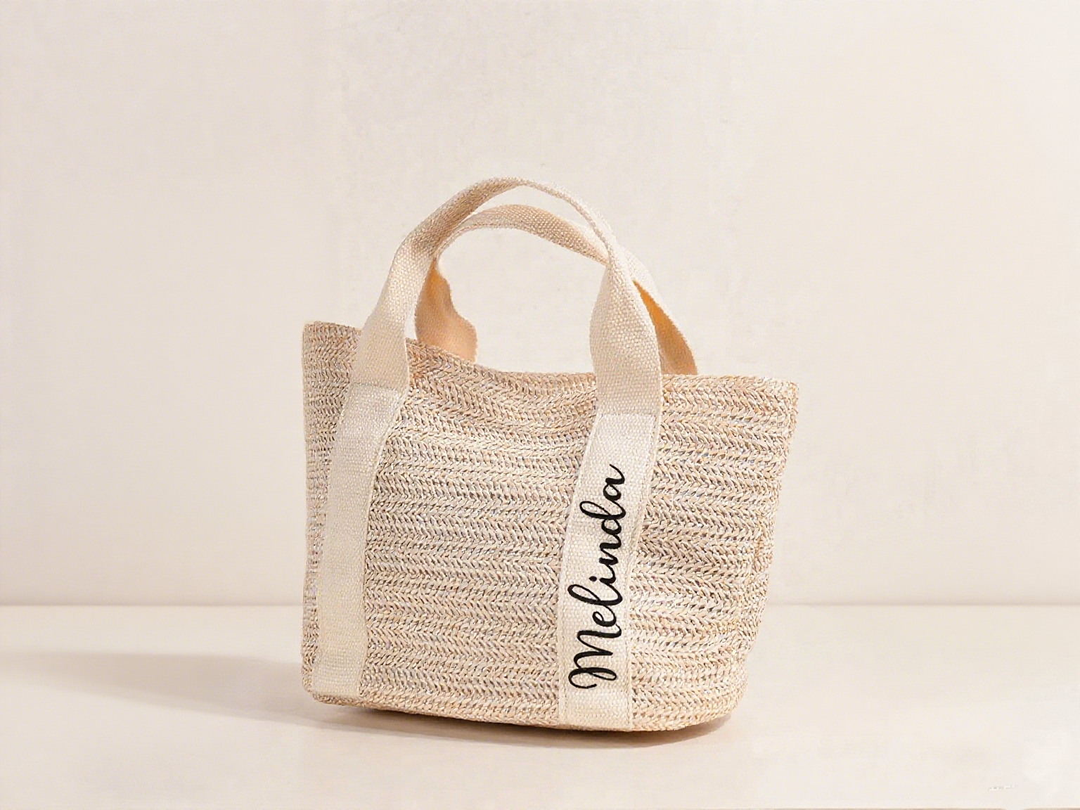 Custom Straw Bag with Embroidery Name